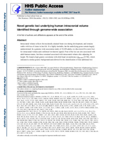 Novel Genetic Loci Underlying Human Intracranial Volume Identified ...